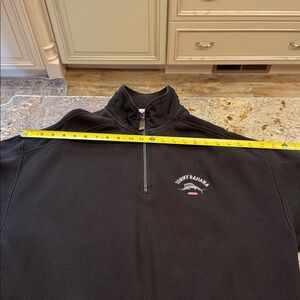Tommy Bahama Black third- Zip Sweatshirt with relax, fish and TB stitched logo.